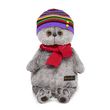 Мягкая игрушка Басик в полосатой шапке с шарфом 25 см