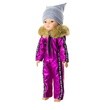 Зимний комбинезон фуксия с мехом и шапка для кукол Paola Reina 32 см (918)